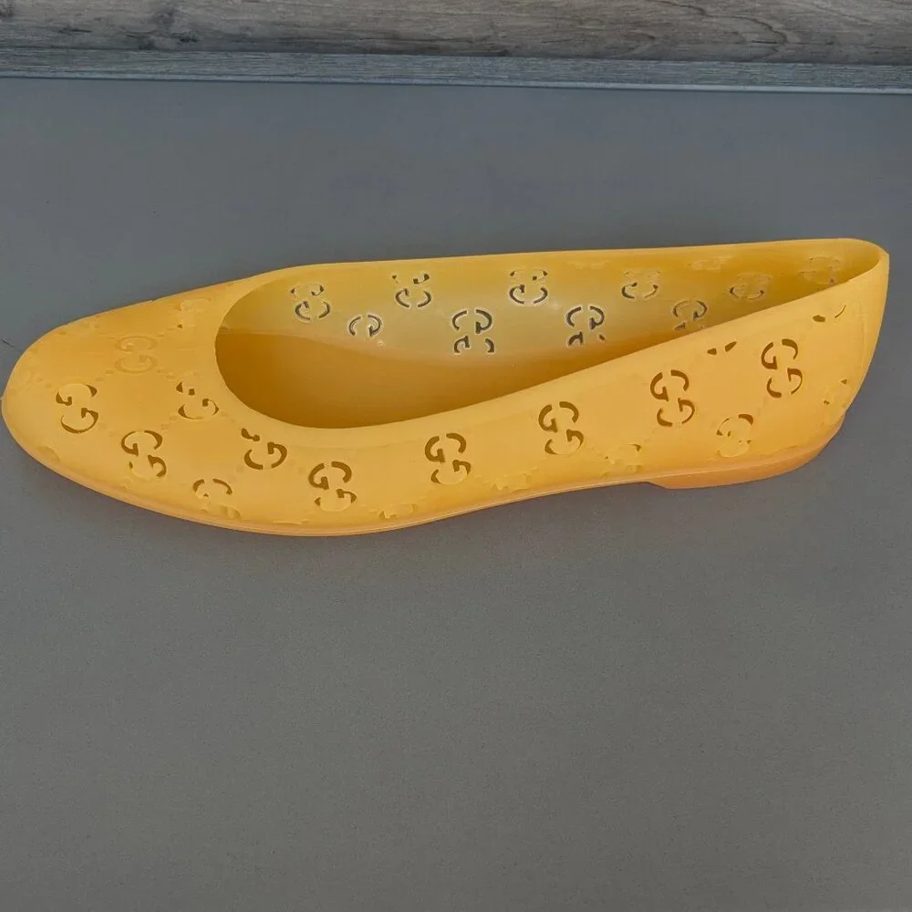 Authentic Gucci Yellow GG Rubber Jelly Ballet Flats EU 40 (US 9.5-10) NIB - Picture 6 of 15